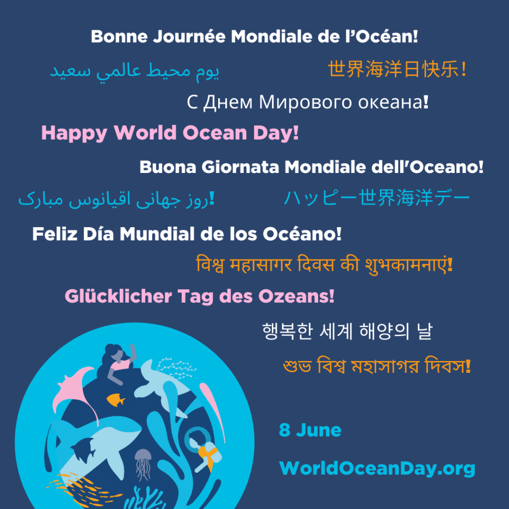 Happy World Ocean Day In Multiple Languages World Ocean Day